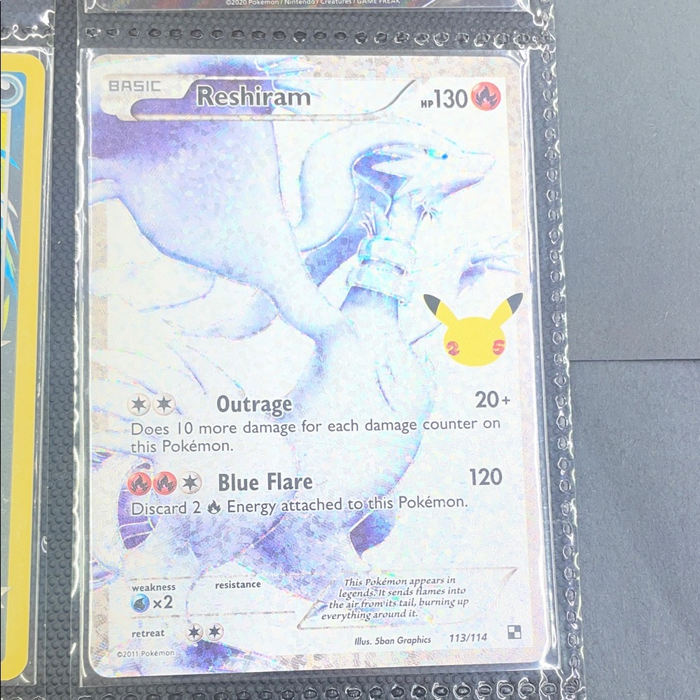 Pokemon Trading Card - Reshiram with Blue and White Accents